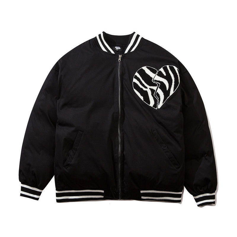 Heart Printing Men's plus Size Retro Sports Casual Coat Top Long Sleeve Men Cotton Mixed Jackets