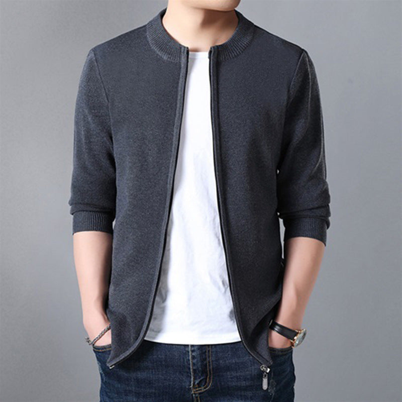 Winter Men's round Neck Solid Color Slim Sweater Sweater Large Size Fashion Trend Casual Cardigan Coat Men Cardigan Sweater
