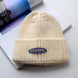 Women Beanies Hat Female Autumn and Winter Woolen Hat Preppy Style Letter Label Couple Warm Male