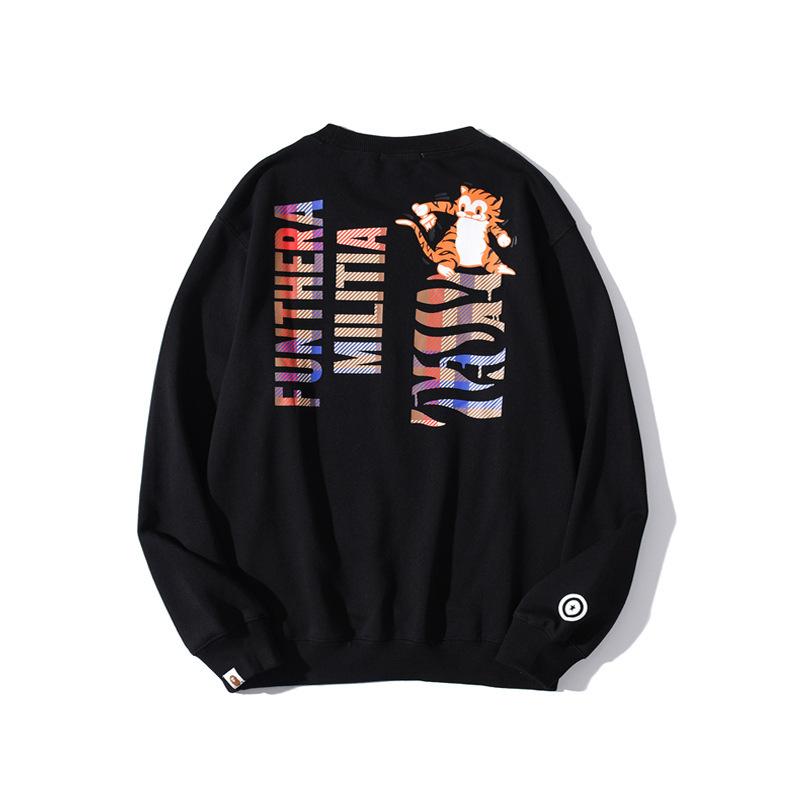 A Ape Print Sweatshirts Shark Head Tiger Head Printed Pullover Sweatshirt round Neck Bottoming Shirt