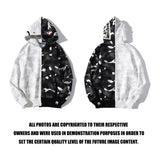 A Ape Print Jacket Shark Head Black and White Luminous Coat