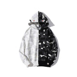 A Ape Print Jacket Shark Head Black and White Luminous Coat