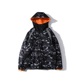 A Ape Print Coat Camouflage Hooded Casual Youth Fashion down Cotton-Padded Coat Autumn and Winter