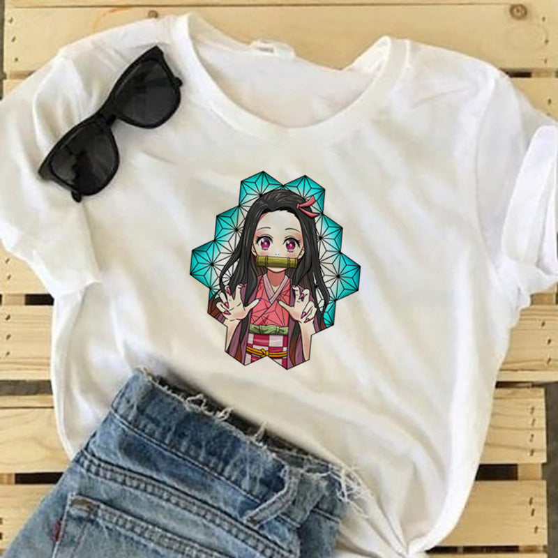 Anime TShirts Aesthetic Men's Shirt Anime Print plus Size Short Sleeve T-shirt Kimetsu No Yaiba