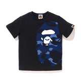 A Ape Print for Kids T Shirt T-shirt round Collar in Black Half Sleeve Summer Cartoon