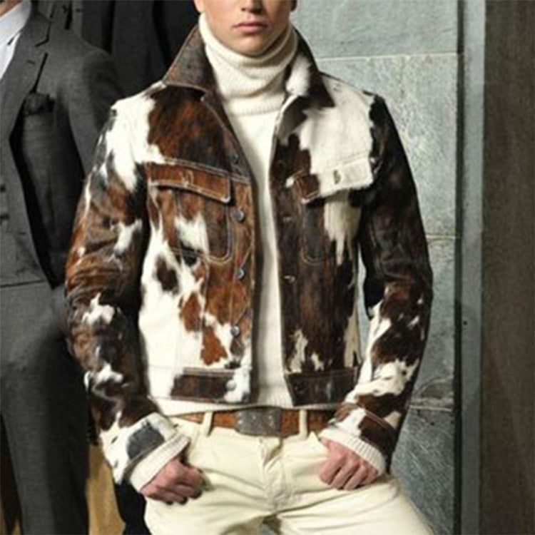 Long Sleeve Camouflage Printed Short Men's Jacket