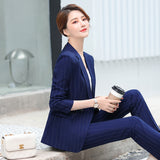 Women Pants Suit Uniform Designs Formal Style Office Lady Bussiness Attire Striped Fashion Formal Suit Work Clothes
