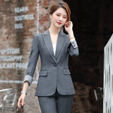 Women Pants Suit Uniform Designs Formal Style Office Lady Bussiness Attire Autumn Winter Plaid Casual Work Clothes