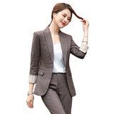 Women Pants Suit Uniform Designs Formal Style Office Lady Bussiness Attire Autumn Winter Plaid Casual Work Clothes