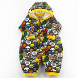A Ape Print Toddler Romper Double-Layer Jumpsuit Romper Thickened Jumpsuit Romper