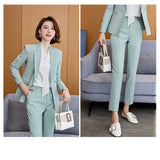 Women Pants Suit Uniform Designs Formal Style Office Lady Bussiness Attire Navy Blue Spring Business Suit