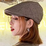 Beret Hat Autumn and Winter Solid Color Young and Middle-Aged Gentleman Peaked Cap Men's Retro British Painter Advance Hats