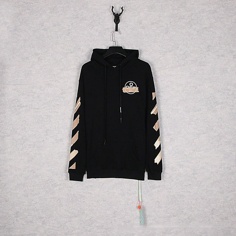 Autumn Off Classic Arrow Strip Pullover Hooded Sweater