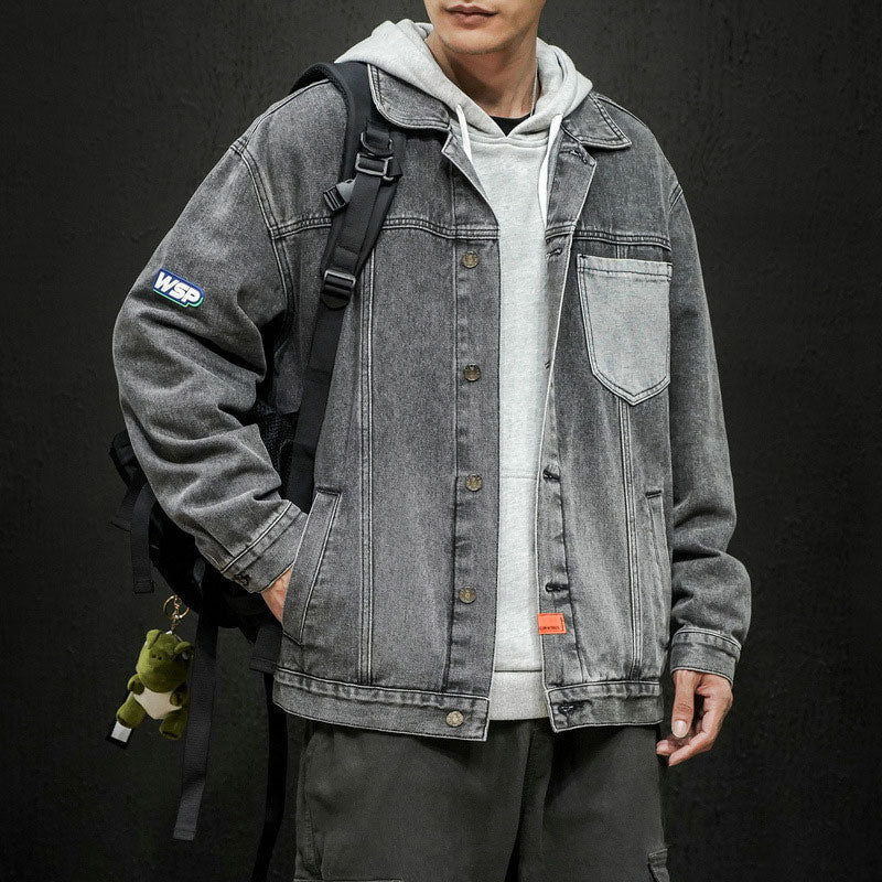 Denim Jacket Men's Spring and Autumn Workwear Men's Large Size Loose Casual Men's Outfit Tops Men Denim Jacket