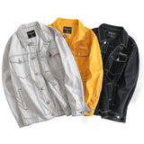 Yellow Denim Jacket Men Jean Coat Men plus Size Men's Clothing Spring and Autumn Jacket Clothes Loose Overalls