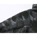 A Ape Print Hoodie Autumn Men's Cotton Fashion Brand Shark Patchwork Sweater Zipper Jacket