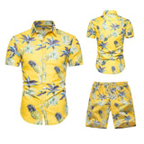 Men's Summer plus Size Retro Sports Couple Casual Hawaii Beach Short Sleeve Shirt Two-Piece Men Shirt