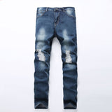 Distressed Jeans Deconstructed Jean Ripped Pants Kanye West Skinny Jeans Men's Slim Fit Elastic plus Size