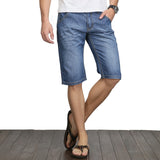 Summer Thin Light Blue Overknee Style Stone Washed Slim Fit Knee Length Jean Denim Short Summer plus Size Men's Jeans Shorts MEN JEANS SHORTS