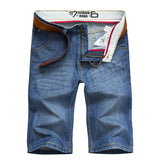 Summer Thin Light Blue Overknee Style Stone Washed Slim Fit Knee Length Jean Denim Short Summer plus Size Men's Jeans Shorts MEN JEANS SHORTS