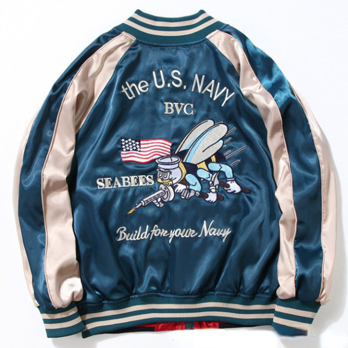 Kanye Bomber Jacket Embroidery Thickening Two-Sided Wear