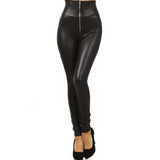 Black Leather Pants High Waist Zipper Leather Pants Slim Fit Boot Pants Leggings Imitation Leather Leggings