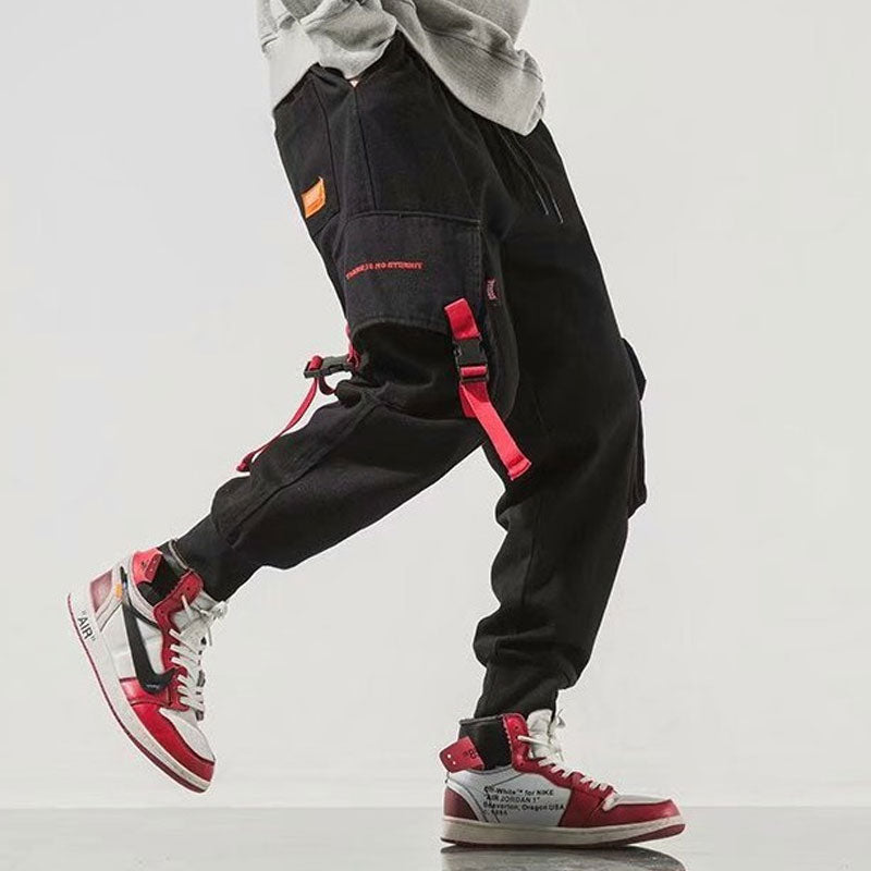 Men's plus Size Retro Sports Overalls All-Matching Casual Pants Men's Trendy Loose Oversized Pants Multi-Pocket Workwear Trousers Men Cargo Pant