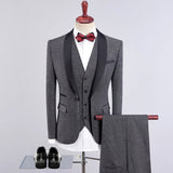 Mens Graduation Outfits Suit Men's Collar Business Casual Slim-Fitting Business Formal Wear Banquet Bridegroom Dress Thickening Three-Piece Set