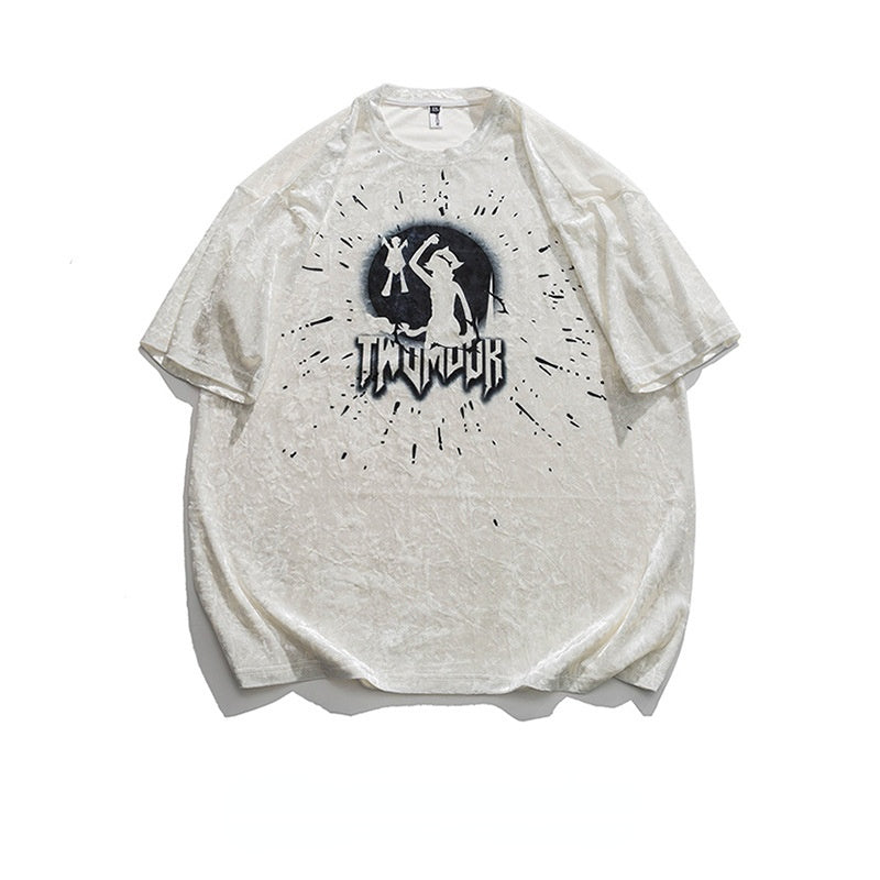 2022 Summer man t shirt Gold Velvet Printed Short Sleeve