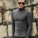 Men T Shirts Casual Tops Fashion Slim Fit Warm T-shirt Pure Color Tight Long Sleeve T-shirt