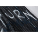 Mens Jean Shorts Striped Letters Graffiti Printing Denim Shorts Men's High Street Fashion Brand Street Fashion Loose Pants