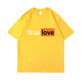 True T Shirts Casual Funny Letter T-shirt Men's and Women's Short-Sleeved Cotton Undershirt