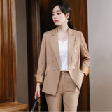 Women Pants Suit Uniform Designs Formal Style Office Lady Bussiness Attire Fall Fashion Small Suit Two Piece Set