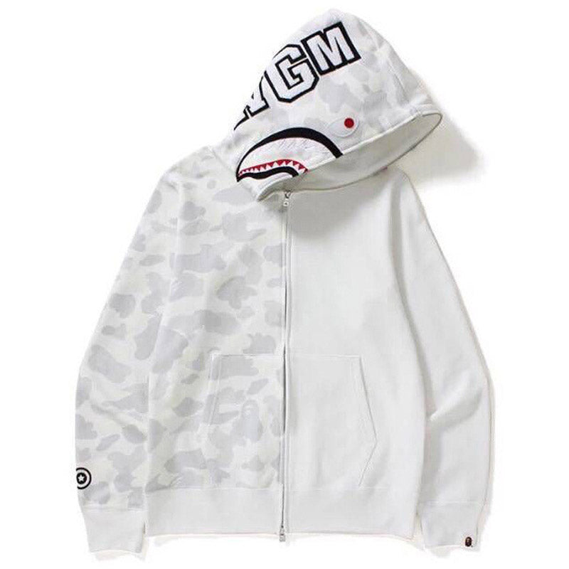 A Bath Ape Ape Head Camouflage Stitching Sweatshirt Hooded Zipper Fleece Jacket
