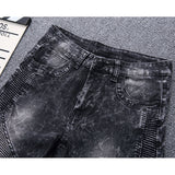Men's Pleated Slim Fit Biker Jeans Pleated Jeans Men's Large Size Slim Stretch