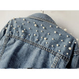 Pearl Jean Jacket Denim Coat Women's Light Blue Jacket Loose