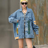 Studded Denim Jacket Autumn New Loose Water Denim Jacket for Women