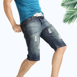 Summer Thin Light Blue Overknee Stylish Stone Washed Slim Fit Knee Length Jean Denim Short European and American Middle Pants Men's Summer Denim plus Size Men Jeans Shorts