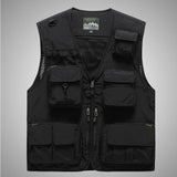 Men Utility Vest Work Zipper Tactical Work Vest Slim Pocket Jacket Vest Men's Outdoor Multi-Pocket