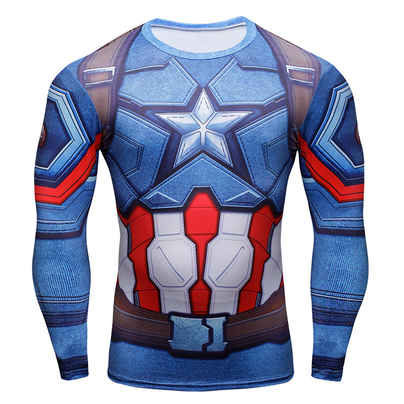 Captain America T Shirt Long Sleeve 3D Three-Dimensional Printing Tights Avengers Civil War Clothes