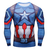 Captain America T Shirt Long Sleeve 3D Three-Dimensional Printing Tights Avengers Civil War Clothes