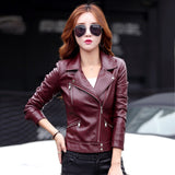 Hot Pink Motorcycle Jacket Spring Short Slim PU Biker's Leather Jacket Coat for Women