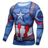 Captain America T Shirt Long Sleeve 3D Three-Dimensional Printing Tights Avengers Civil War Clothes