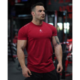 jogging shorts for men Slim Fit Muscle Gym Men Shorts Casual Tight Muscle Brother Men Outdoor Running Workout Training Elastic Thin Slim Fit round Neck Short Sleeve