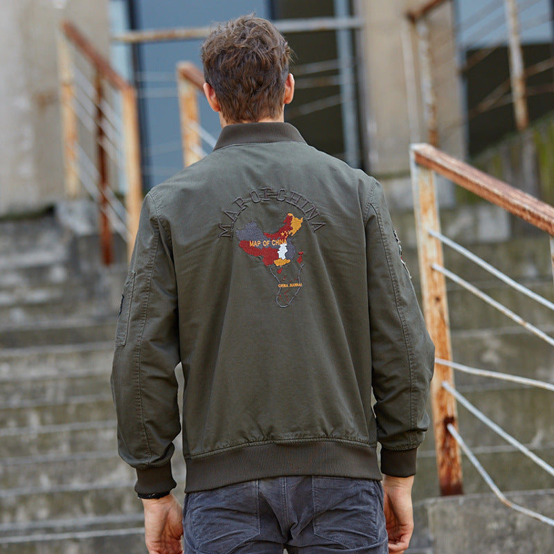 Men Fit Bomber Jacket Windbreaker Moto Street Coat Autumn Men's Tooling Jacket plus Size Air Force Flight Suit Casual Cotton Military Jacket
