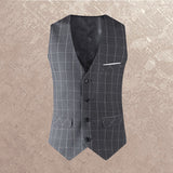 Tuxedo Vests Men's Suit Vest Plaid Inner Vest Suit Vest Coat for Men Spring and Autumn
