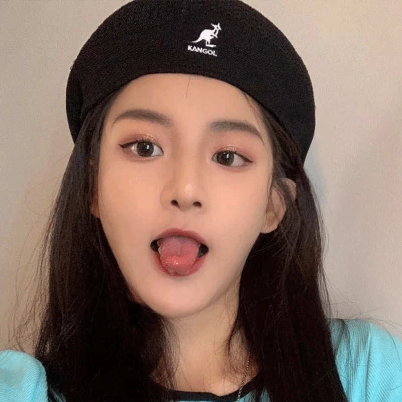 LL Cool J Hat  Kangaroo Reverse Wear Wool Beret Female Autumn and Winter British Retro Easy Matching Forward Hat