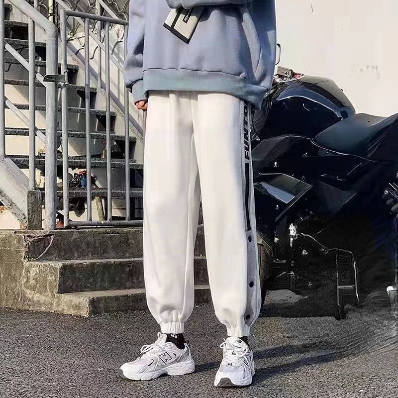 Men Pants Fleece-Lined Ankle-Tied Sports Pants