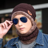 Toque Fall Winter Men Knitted Woolen Cap Fleece Padded Pullover