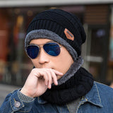 Toque Fall Winter Men Knitted Woolen Cap Fleece Padded Pullover